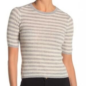Vince. NWT Striped Short Sleeve Cashmere Blend Knit Top Size XS